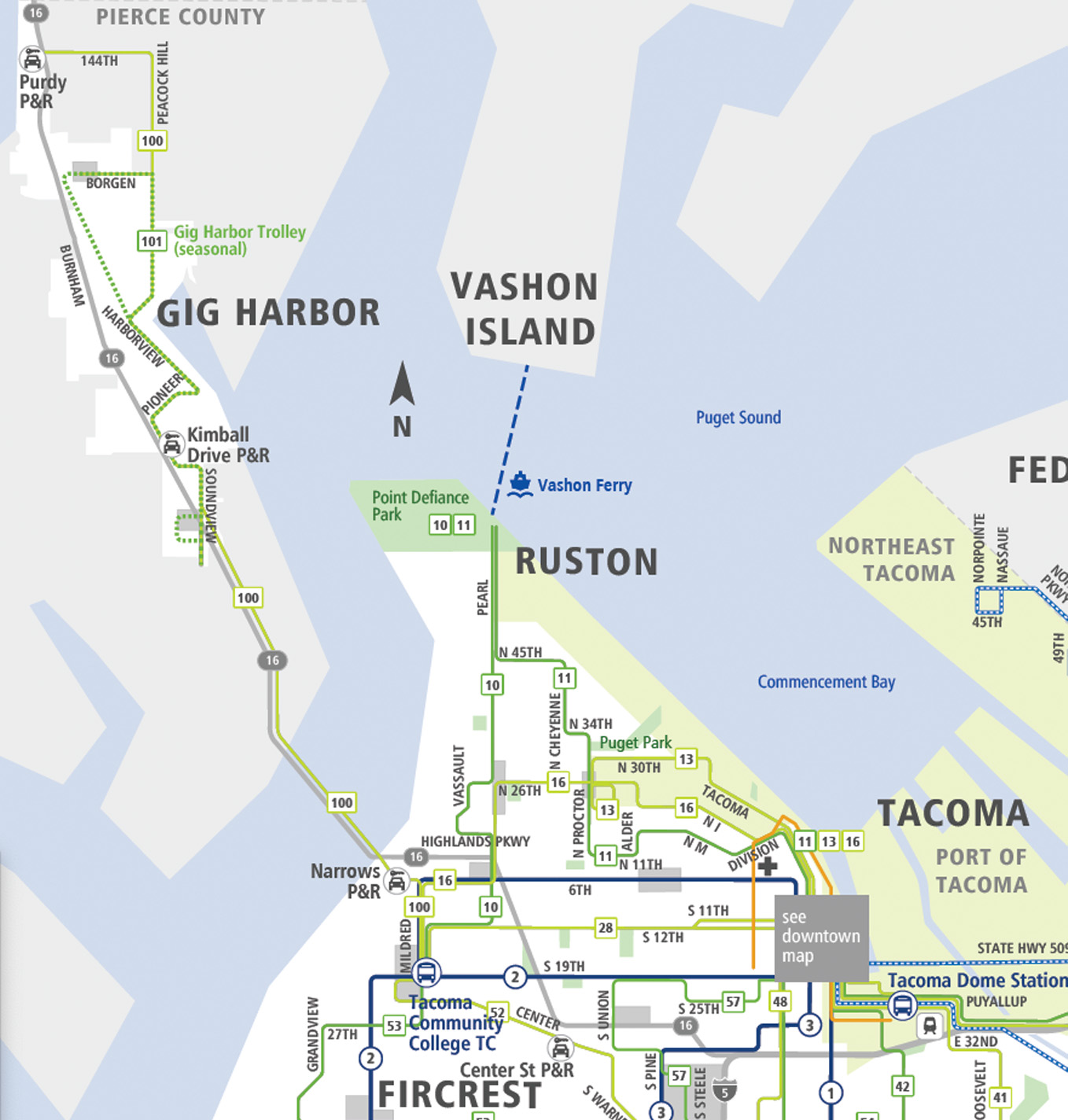 Pierce Transit NW System Map